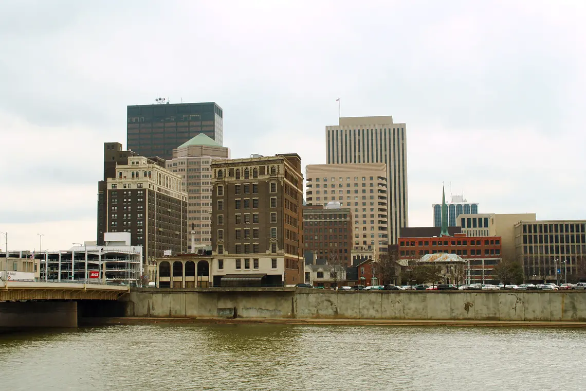 Downtown Dayton, Ohio skyline across the river